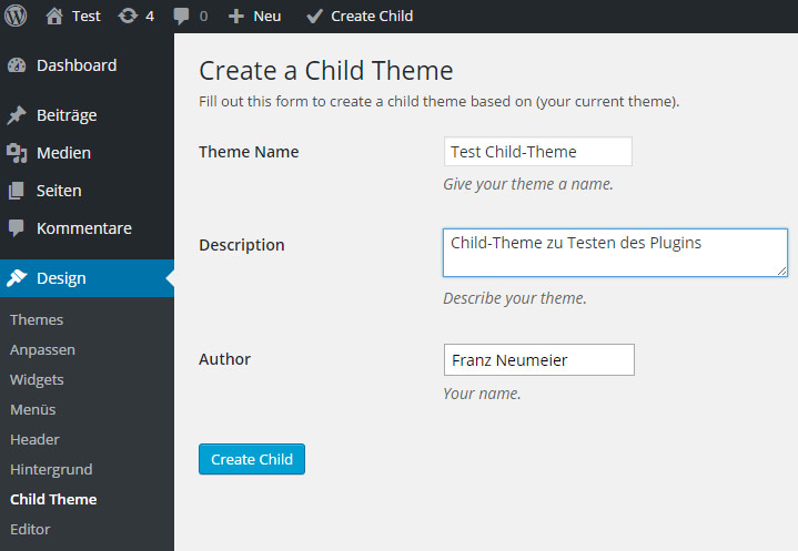 Für Bequeme: Das Plugin „One Click Child Theme“ erledigt die ersten Schritte automatisch.