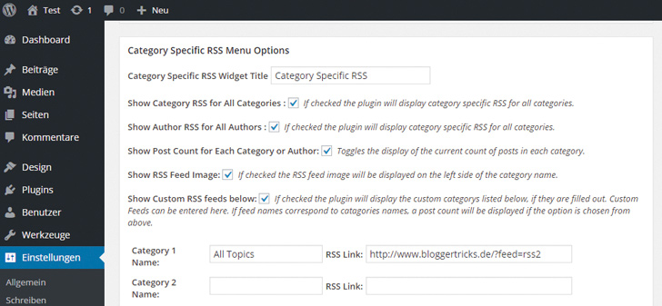 Um Deinen Lesern zusätzliche RSS-Feeds anzubieten, genügt meist das Plugin Category Specific RSS Menu.